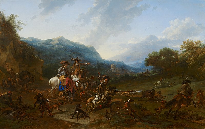 File:Nicolaes Pietersz Berchem - Wild Boar Hunt - 12 - Mauritshuis.jpg
