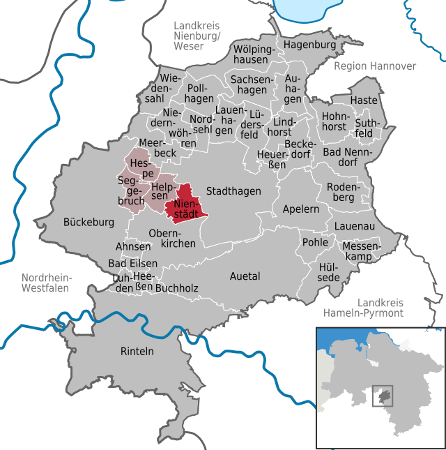 Läget för kommunen Nienstädt i Landkreis Schaumburg