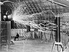 Nikola Tesla, with his equipment Wellcome M0014782 - restoration2