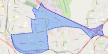 The SAPS precinct area for Nyanga in Cape Town as of 2019 after Samora Machel was separated to become its own precinct area. Nyanga SAPS precinct area 2022.png