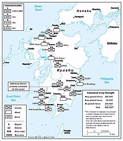 American estimates of Japanese troop strength on Kyushu as of 2 August 1945 Operation Downfall - Estimated Troops 02.jpg