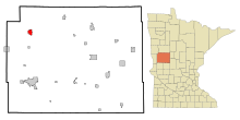 Otter Tail County Minnesota Sisällytetyt ja rekisteröimättömät alueet Pelican Rapids Highlighted.svg