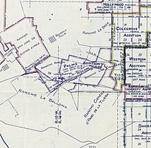 Map depicting boundaries of Palms annexation to City of Los Angeles, 1915 Palms annexation to City of Los Angeles 1915.jpg