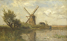 Paul Gabriel: Windmill in a pond. Paul Gabriel - Molen bij een plas.jpg