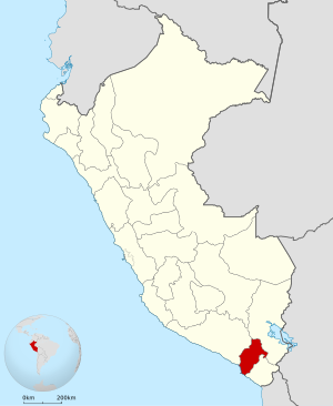 Location of the Moquegua Region in Peru.