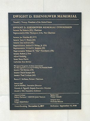 Plaque Outside Gift Shop at Eisenhower Memorial