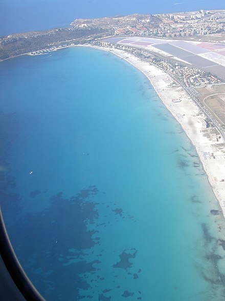 Aerial view of Poetto Beach