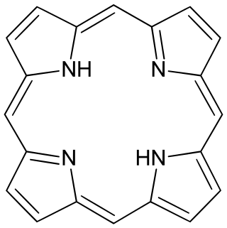 <span class="mw-page-title-main">Porphyrin</span> Heterocyclic organic compound with four modified pyrrole subunits