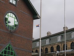 The Progress pride flag flying high atop the Kingston upon Hull Guildhall for Pride in Hull 2022.