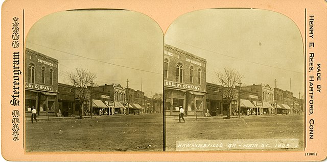 Main Street in Hawkinsville, Pulaski County, GA circa 1908