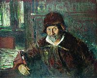«Автопортрет». Лінолеум, масло, 1920. Музей-садиба «Пенати»