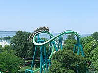 Raptor's cobra roll, a first for inverted coasters Raptor 05.JPG