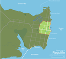 Suburb map of Redcliffe, in the north-east of the Redcliffe peninsula
