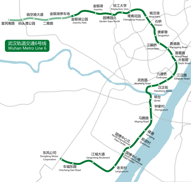 File:Route Map of Wuhan Metro Line 6.svg