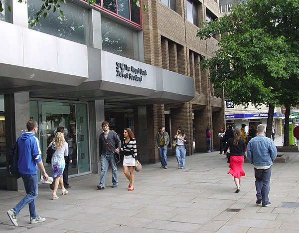 Branch of the Royal Bank of Scotland in Islington, London.