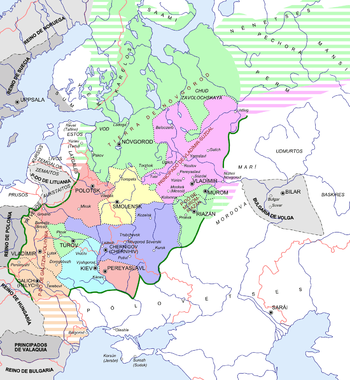 Rus' principalities in 1237, Kiev in light blue