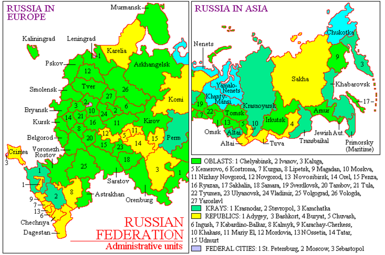 Карта европейская часть россии города