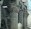 Lantern Slide Collection: Views, Objects: Egypt - Philae. Temple of Isis. Capitals of east colonnade., n.d., Joseph Hawkes. Brooklyn Museum Archives