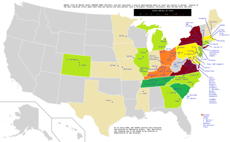 Map of burial sites of United States Supreme Court justices. SCOTUS Burial Sites.png