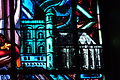 Detail of a stained glass windows of the church Saint-Germain