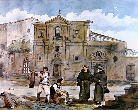Santa Maria della Sanità. Akvarell av Achille Pinelli.