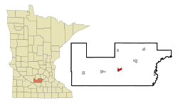 Location of Gaylord within Sibley County and state of Minnesota