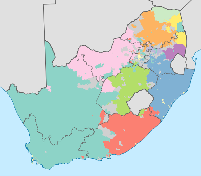 Datei:South Africa 2011 dominant language map.svg
