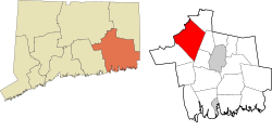 Lebanon's location within the Southeastern Connecticut Planning Region and the state of Connecticut