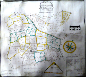 1765 map of Speccot, by Malachy Hitchins (1741-1809) for its then owner Richard Stevens of Winscott, Peters Marland Speccot Merton Devon 1765Map.xcf