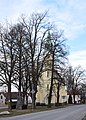 English: Village square with the Saint Wenceslas Church in Vrábče, České Budějovice district, the Czech Republic. Čeština: Náves s kostelem svatého Václava ve Vrábči, okres České Budějovice.