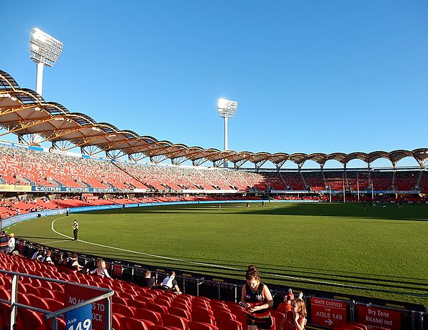 View of the field and grandstand at Carrara Stadium