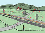 Diagram depicting the inner German border system of the 1970s and 1980s