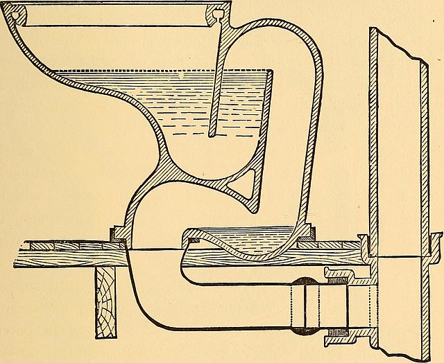 Wash-out closet, manufactured by Myers Sanitary Depot, New York, 1890