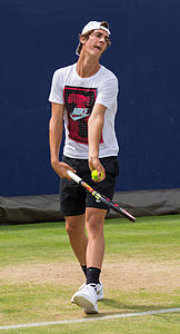 Thanasi Kokkinakis during practice at the Queens Club Aegon Championships in London, England.