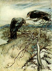 Illustration by Arthur Rackham of the Scots ballad "The Twa Corbies" The-Twa-Corbies.jpg