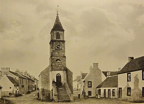 The Jougs in Kilmaurs in 1900, served as the council chamber for the Burgh of Kilmaurs