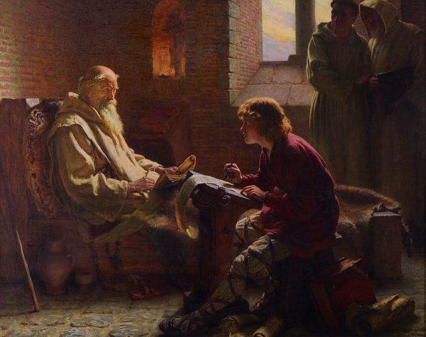 Bede translating the Gospel of John on his deathbed, by James Doyle Penrose, 1902