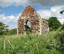 The Ruined St. Michael's Church, Mintlyn The ruined St Michael's church - west wall - geograph.org.uk - 1322477.jpg