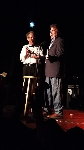The final performance of Tomorrow! at the Steve Allen Theater on September 30, 2017. Pictured are the host Ron Lynch and frequent guest, magician John Carney- Trepany-final-tomorrow-show-ron-lynch-john-carney-.jpg