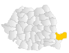 Mapa da Romênia destacando o condado de Tulcea