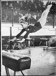 A gymnast performing