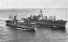 USS Aldebaran (AF-10) with Sylvania in 1964. USS Aldebaran (AF-10) and USS Sylvania (AFS-2) underway c1964.jpg