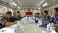 Aug. 25, 2013, US-Chinese Navy leadership and senior officers meet at Chinese destroyer Harbin (DDG 112) after counter piracy exercise