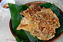 Okoy made from small unshelled shrimp Ukoy (shrimp fritters) from Vigan, Philippines.jpg