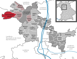 Läget för Vestenbergsgreuth i Landkreis Erlangen-Höchstadt