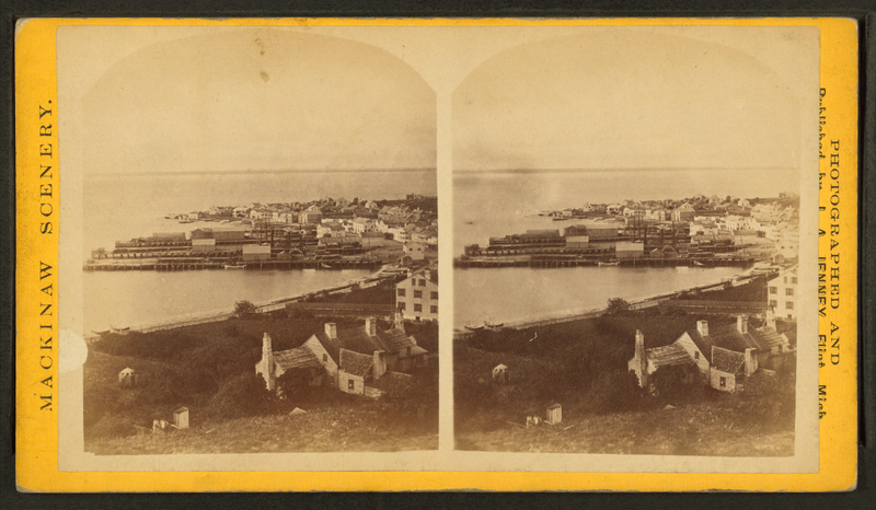 File:View of the town of Mackinac Island including general view showing piers, by Jenney, J. A. (James A.).png