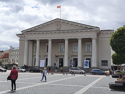 Vilnius Town Hall, reconstructed in neoclassical style according to the design by Laurynas Gucevičius in 1799