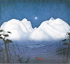Winter night in the mountains, by Harald Sohlberg, 1918–1924.