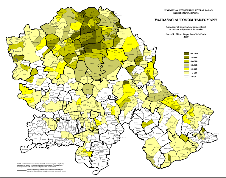 File:Vojvodina - Udeo Madjara po naseljima 2002 hu.svg