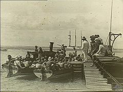 Landungstrupp der Emden, Landungssteg von Direction Island, 9. November 1914.